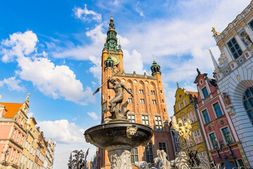 Fountain and tower in Gdansk