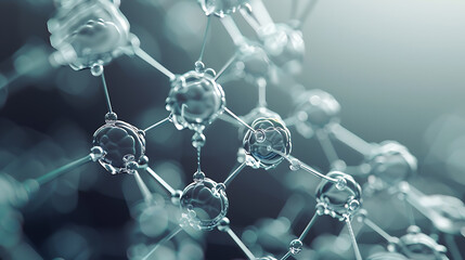 Abstract wireframe molecular structure representing science and biology, close-up view. 