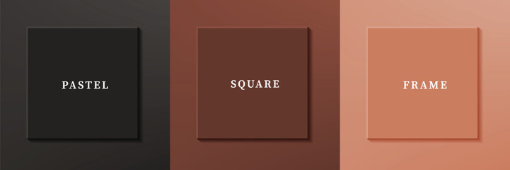 Set of abstract 3D luxry square frame border design. Collection of geometric scene for cosmetic product. Elements for design. Top view of podium or pedestal. EPS10 vector.
