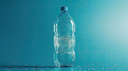 Water bottle isolated on blue background