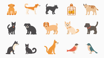 Pet friendly icon set. Included the icons as dog cat