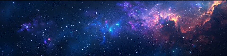 ethereal purple and blue nebula with twinkling stars in the night cosmos