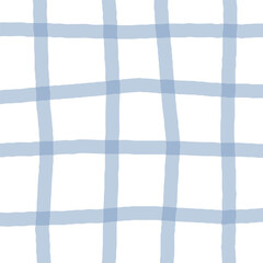 Vector hand drawn cute pastel cottegecore checkered pattern. Doodle Plaid geometrical simple texture. Crossing lines. Abstract cute delicate pattern.
