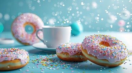 Donuts isolated on blue background