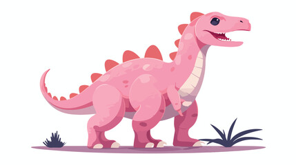 Pink dinosaur flat illustration on white Vector illustration