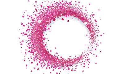 Pink Fuchsia Circle Frame with stars Glitter flat Vector