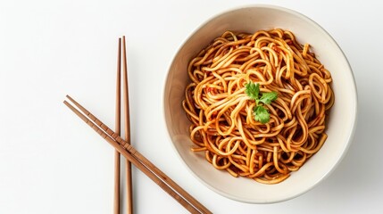 bowl of noodles isolated on white background