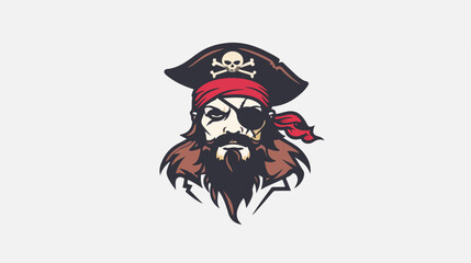 Pirate head logo for commercial use flat vector isolated