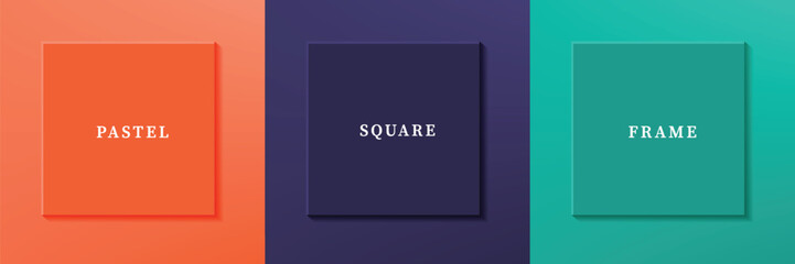 Set of abstract 3D luxry square frame border design. Collection of geometric scene for cosmetic product. Elements for design. Top view of podium or pedestal. EPS10 vector.