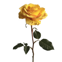 yellow rose isolated, transparent background