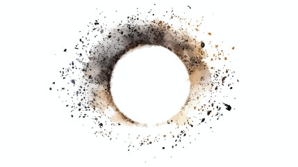 Planetary dust particles forming a circle flat vector