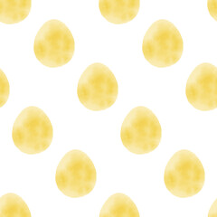 Seamless pattern with easter eggs, hand drawn illustration in watercolor style