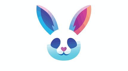 Playful line art gradient logo lovely easter bunny or