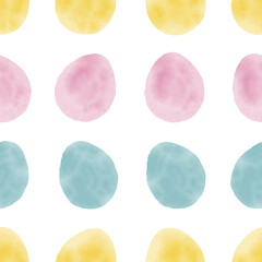 Seamless pattern with easter eggs, hand drawn illustration in watercolor style