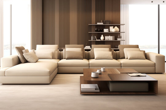 Modern living room interior with elegant furniture Generative AI image