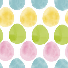 Seamless pattern with easter eggs, hand drawn illustration in watercolor style