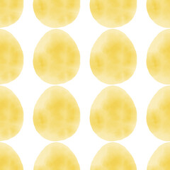 Seamless pattern with easter eggs, hand drawn illustration in watercolor style