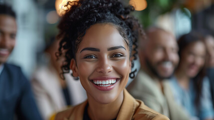 Obraz premium Young black woman laughing and happy