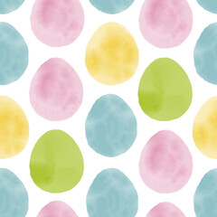 Seamless pattern with easter eggs, hand drawn illustration in watercolor style