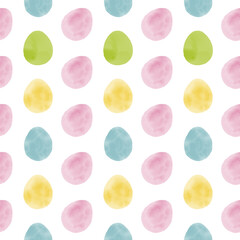 Seamless pattern with easter eggs, hand drawn illustration in watercolor style