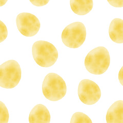 Seamless pattern with easter eggs, hand drawn illustration in watercolor style