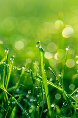 The grain rain, the green grass and dew in the fields, the dim background of spring