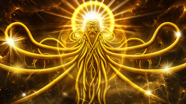 Flying spaghetti monster, symbol of Pastafarianism, atheism