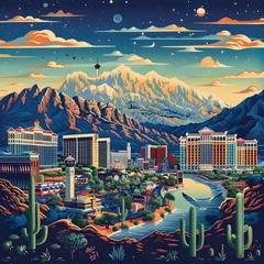  Diverse Nevada: A Graphic Illustration Encompassing The Alluring Spirit of Famous Nevada Cities © Jeffery