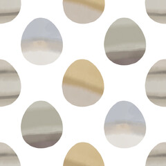 Seamless pattern with easter eggs, hand drawn illustration in watercolor style