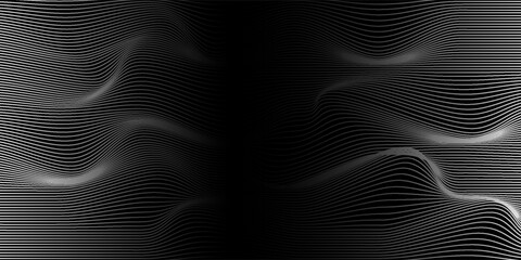 3D Vector wave lines pattern smooth curve flowing dynamic white light isolated on black background