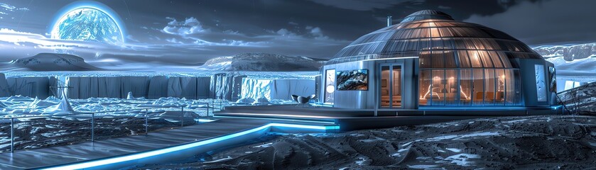 Polar dwellings give a closeup on insulated, sustainable homes designed to endure icy extremes - obrazy, fototapety, plakaty