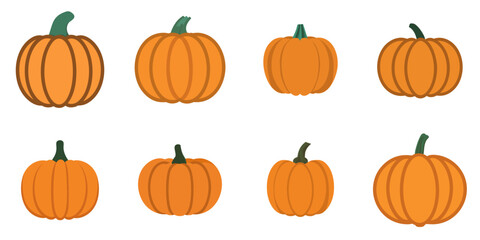 Vector illustration of pumpkins with multiple simple designs