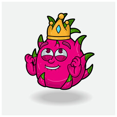Happy expression with Dragon Fruit Crown Mascot Character Cartoon.