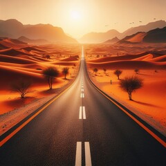 road in desert - obrazy, fototapety, plakaty