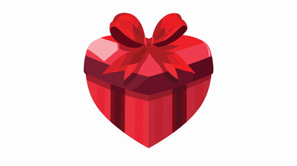 Red heart gift box tied with a red ribbon for Valenti