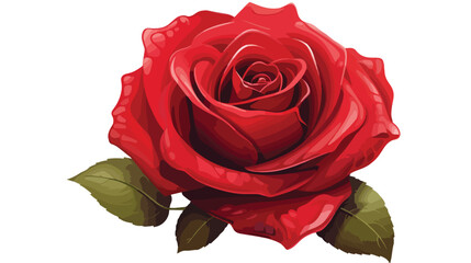 Red rose isolated on white background. Vector illustration
