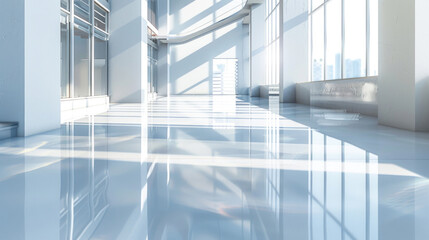 An epoxy-coated floor enhances the aesthetics and durability of the room, providing a sleek and resilient surface.