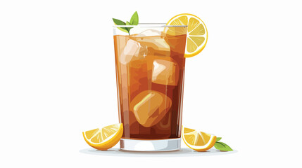Refreshing glass of iced tea photographed in a cozy - obrazy, fototapety, plakaty