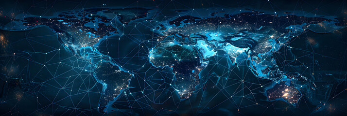 Global Expansion Success: Glowing City Connections Representing Brand Growth through SEO Strategies. Concept SEO Success, Global Expansion, Brand Growth, City Connections, Glowing Representations