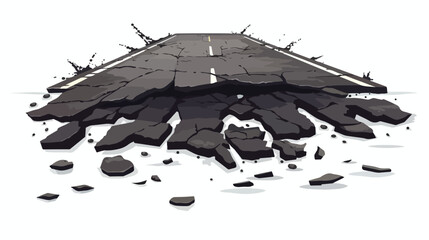 Road collapses due to significant cracks from flood