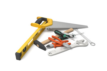 Isolated tools with a yellow level