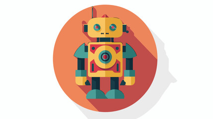 Robot concept flat icon with long shadow flat vector