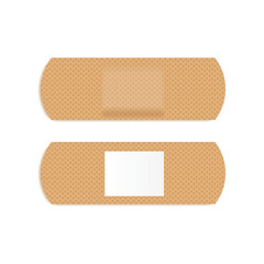 Bandage Plaster Icon, Medical Patch Symbol, Band Aid Silhouette, New Beige Sticking Plasters, Bandaid Patches Flat Icons on White Background, Vector Illustration