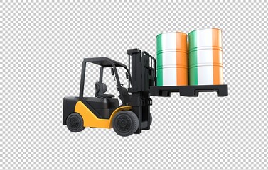 Forklift Lifting Fuel Tank With Ireland Flag Transparent Background
