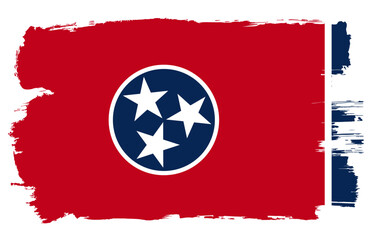 Tennessee state flag with paint brush strokes grunge texture design. Grunge United States brush stroke effect