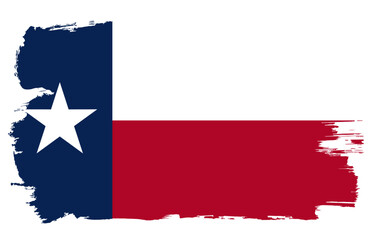 Texas state flag with paint brush strokes grunge texture design. Grunge United States brush stroke effect