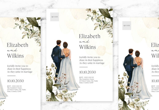 Black and Cream Wedding Invitation