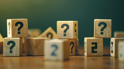 Blocks with question marks and copy space Questions and problem solving Frequently asked Questions FAQ Interesting information and unknown facts Explanations Health and reproduction : Generative AI