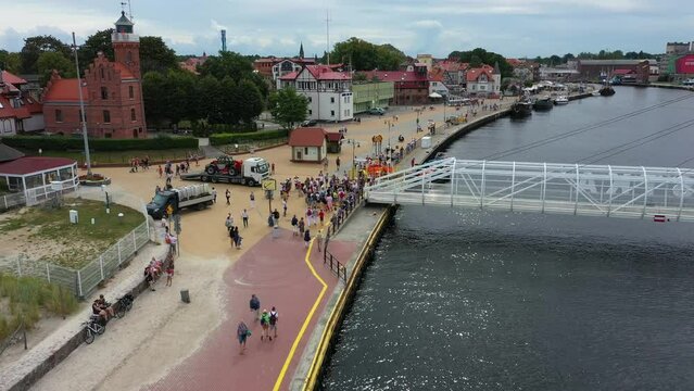 Footbridge Ustka Kladka Dla Pieszych Aerial View Poland