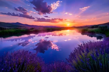 Zelfklevend Fotobehang sunrise over the lake © Nature creative